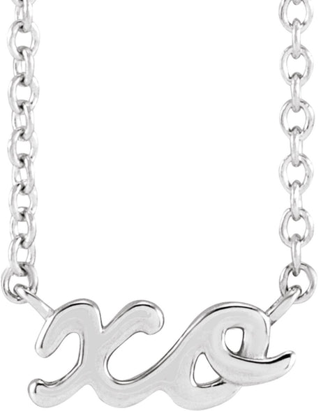 14K White Gold Script "XO" 18" Necklace