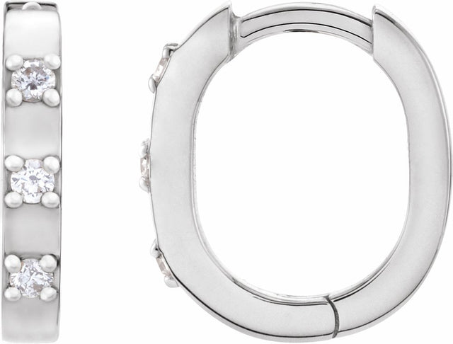 14K White Gold .08 CTW Natural Diamond 11.5 mm Hoop Earrings
