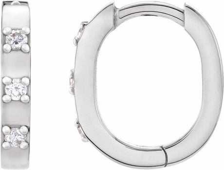 14K White .08 CTW Natural Diamond 11.5 mm Hoop Earrings