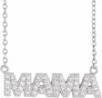 14K White Gold 1/10 Natural Diamond "Mama" 18" Necklace