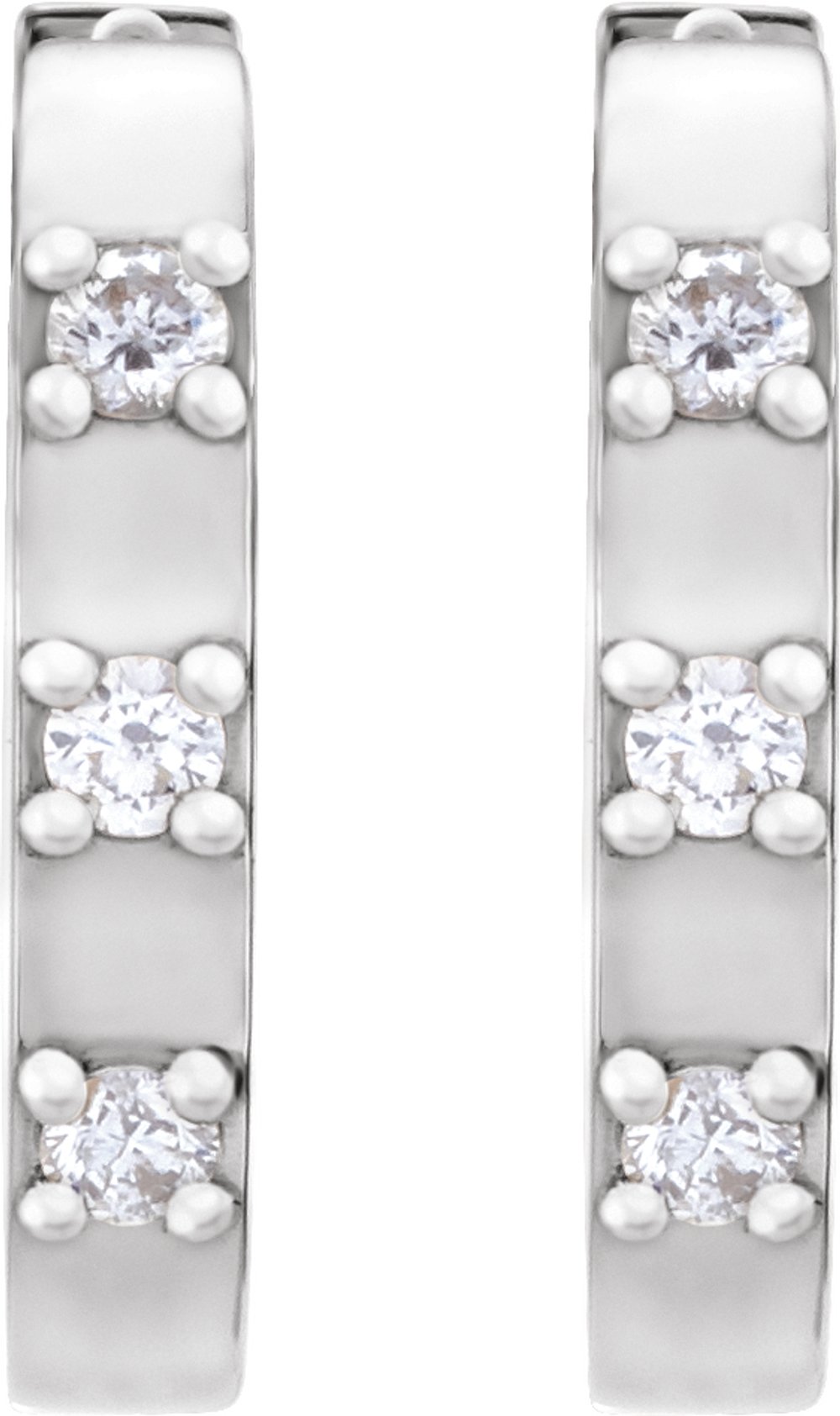 14K White Gold .08 CTW Natural Diamond 11.5 mm Hoop Earrings