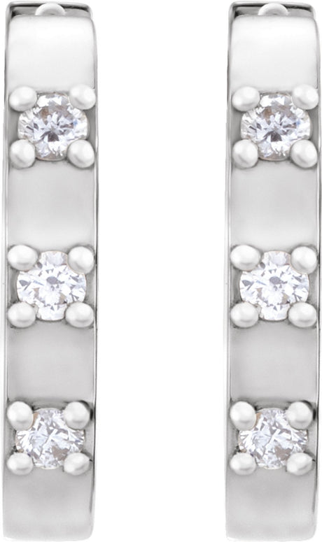 14K White Gold .08 CTW Natural Diamond 11.5 mm Hoop Earrings