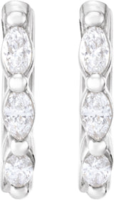 14K White 1/10 CTW Natural Diamond 10 mm Hoop Earrings