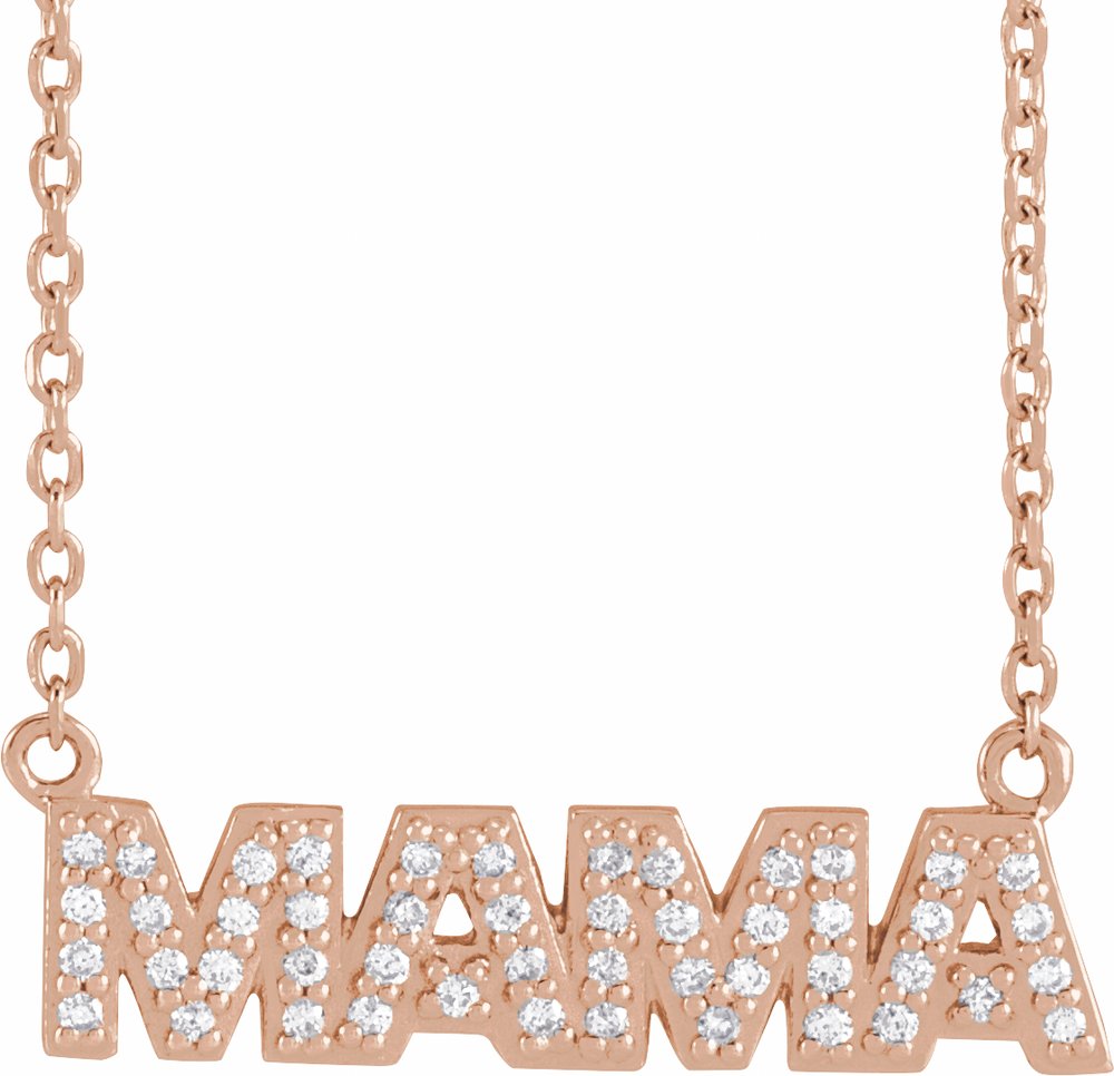 14K Rose 1/10 Natural Diamond "Mama" 18" Necklace