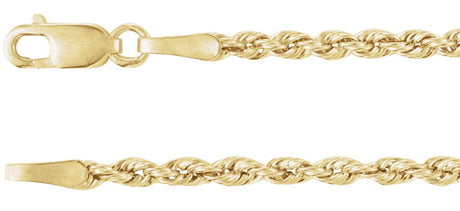 14K Yellow Gold 2 mm Hollow Rope 16" Chain