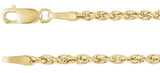 14K Yellow Gold 2 mm Hollow Rope 18" Chain