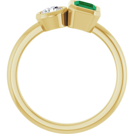 14K Yellow Gold Lab-Grown Emerald & 1/4 CTW Lab-Grown Diamond Ring