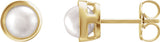 14K Yellow Gold 4 mm Cultured White Akoya Pearl Stud Earrings