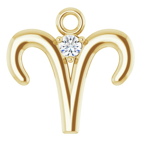 14K Yellow .015 CT Natural Diamond Aries Zodiac Dangle
