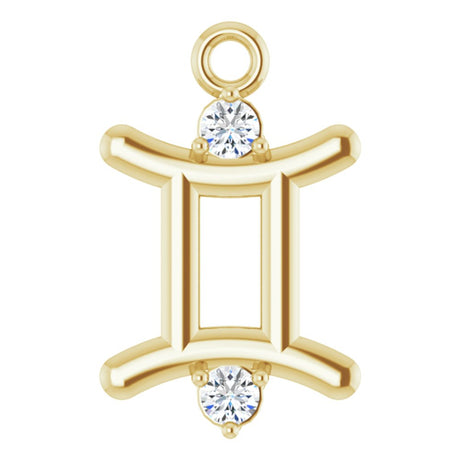 14K Yellow .015 CT Natural Diamond Gemini Zodiac Dangle
