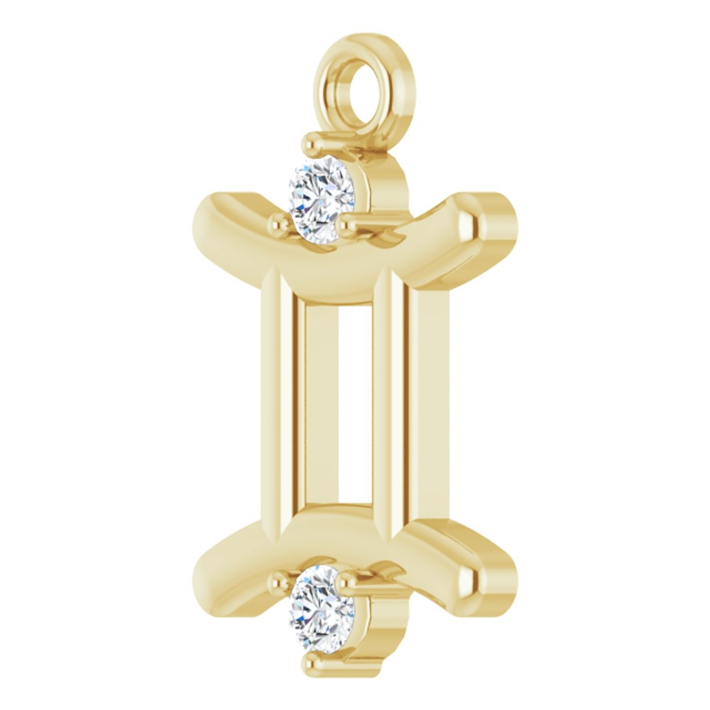 14K Yellow .015 CT Natural Diamond Gemini Zodiac Dangle