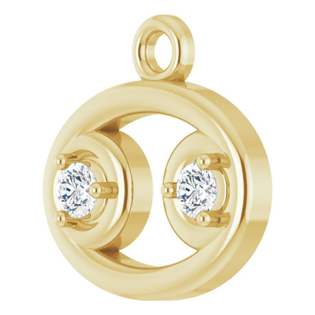 14K Yellow .015 CT Natural Diamond Cancer Zodiac Dangle