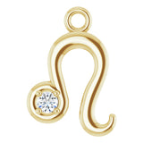 14K Yellow .015 CT Natural Diamond Leo Zodiac Dangle