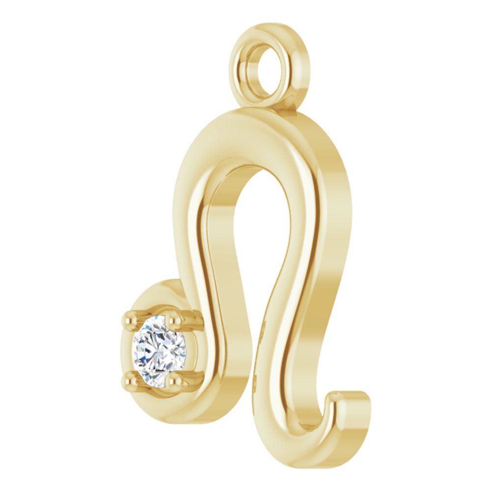 14K Yellow .015 CT Natural Diamond Leo Zodiac Dangle