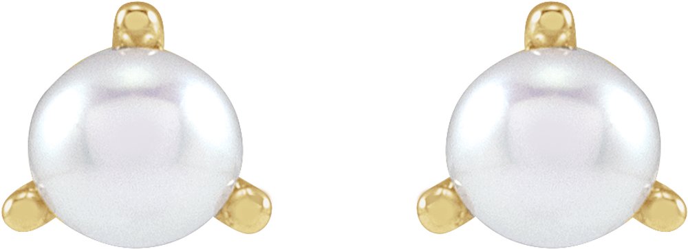 14K Yellow 2.5 mm Cultured White Seed Pearl Earrings