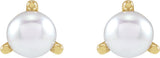 14K Yellow Gold 2 mm Cultured White Seed Pearl Earrings