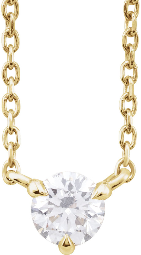 14K Yellow Gold 1/5 CTW Natural Diamond Solitaire 16-18" Necklace