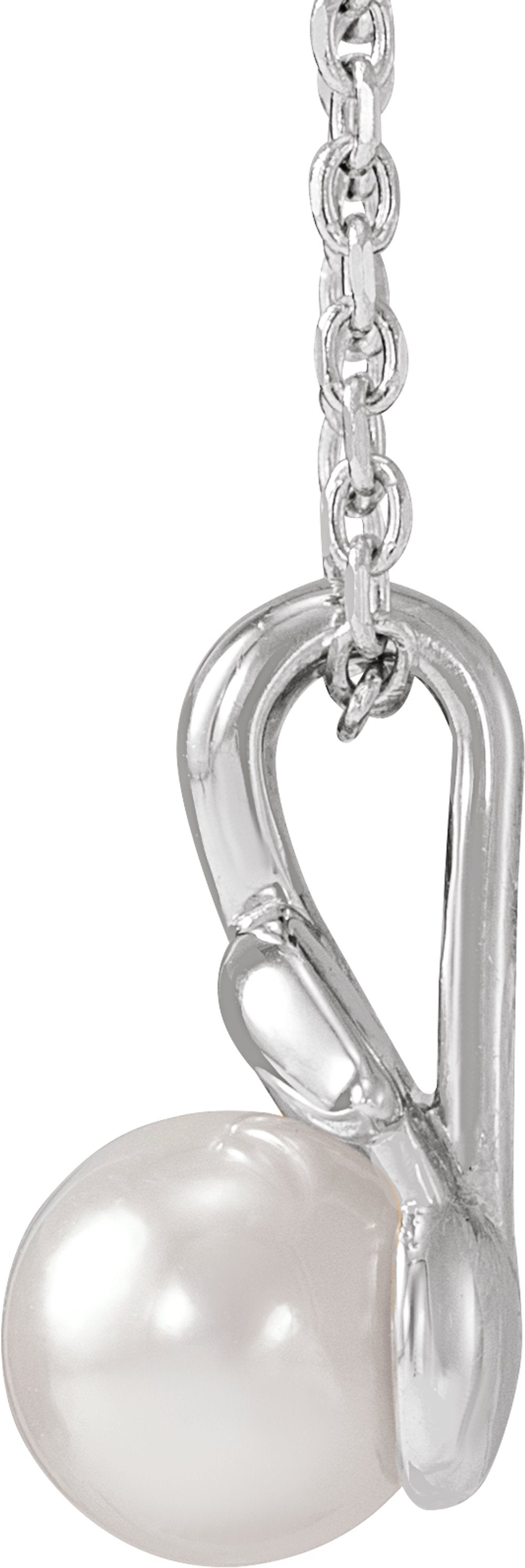 Sterling Silver 5 mm Cultured White Akoya Pearl Floral 16-18" Necklace