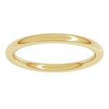 14K Yellow Gold 2 mm Comfort-Fit Full Round Band Size 3