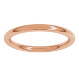 14K Rose 2 mm Comfort-Fit Full Round Band Size 6.5
