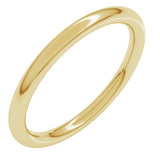 18K Yellow Gold 2 mm Comfort-Fit Full Round Band Size 4.5