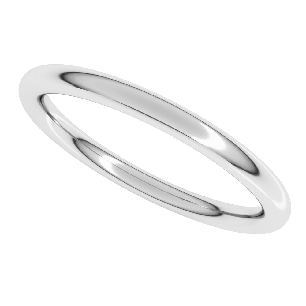 18K White Gold 2 mm Comfort-Fit Full Round Band Size 5