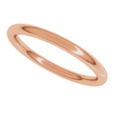 14K Rose Gold 2 mm Comfort-Fit Full Round Band Size 6