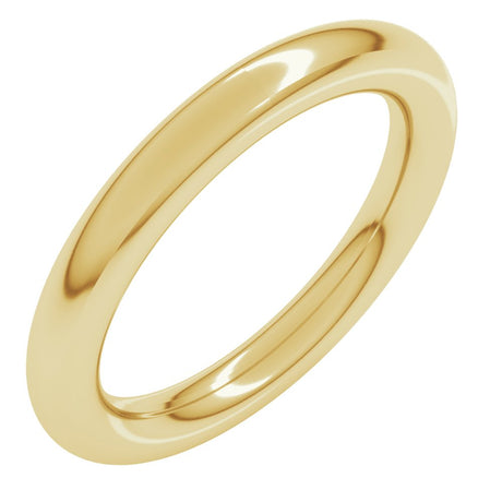 14K Yellow Gold 3 mm Comfort-Fit Full Round Band Size 3