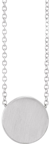 14K White Gold 10 mm Engravable Disc 16-18" Necklace