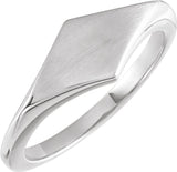 14K White Geometric Signet Ring