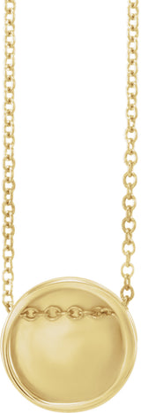 14K Yellow Gold 10 mm Engravable Disc 16-18" Necklace