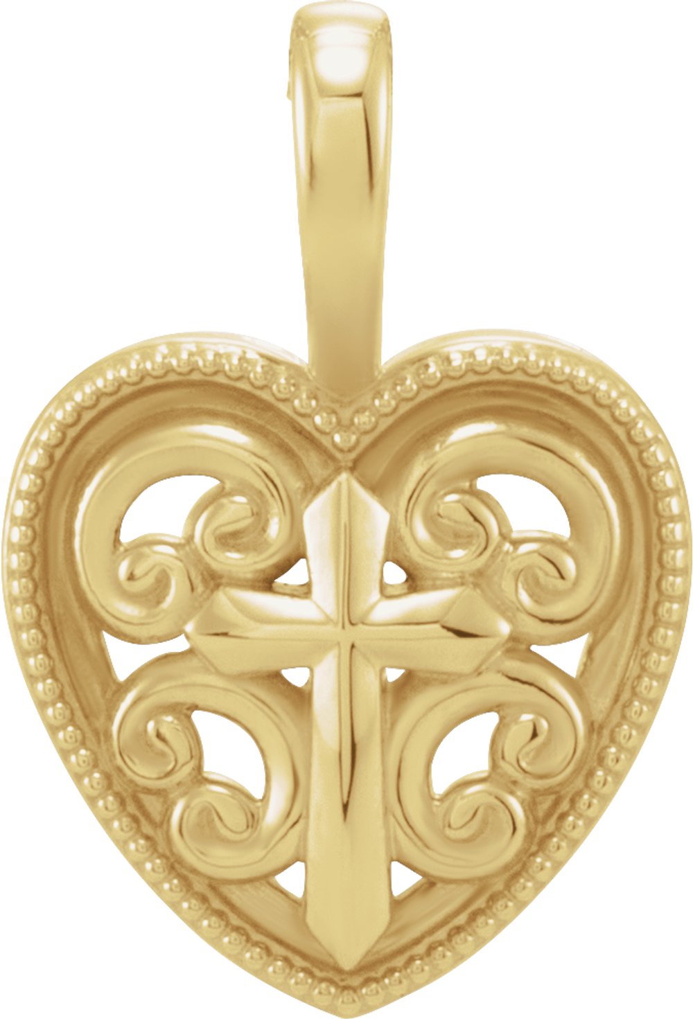 14K Yellow 18.7x12.6 mm Cross and Heart Pendant