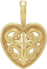 14K Yellow 18.7x12.6 mm Cross and Heart Pendant