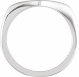 14K White Geometric Signet Ring