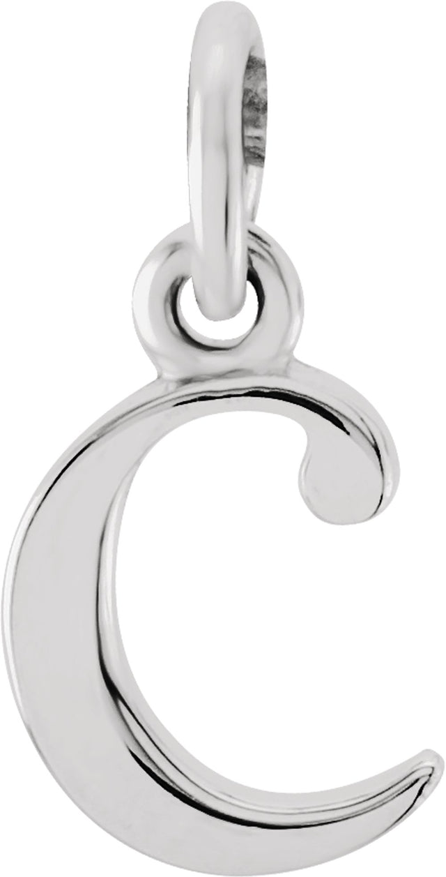 14K White Lowercase Initial C Pendant