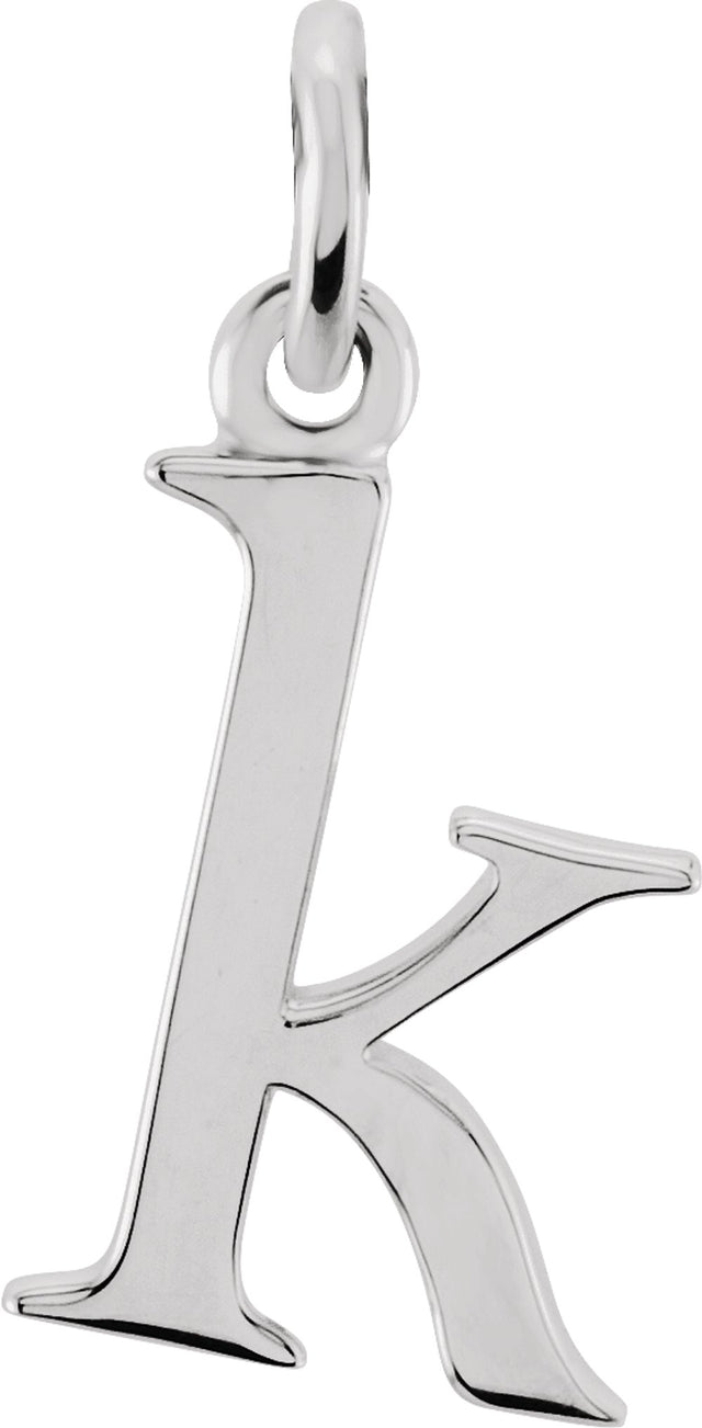 14K White Gold Lowercase Initial k Charm/Pendant