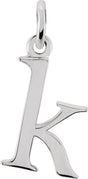 14K White Gold Lowercase Initial k Charm/Pendant