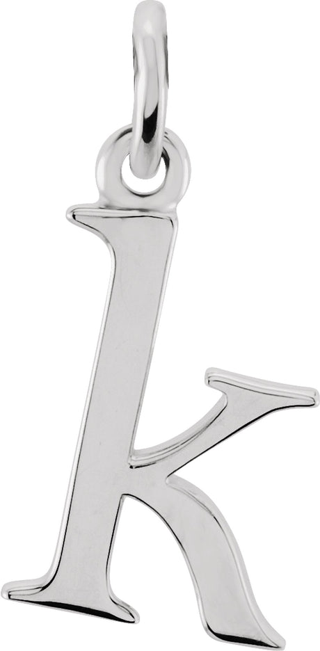 14K White Lowercase Initial K Pendant