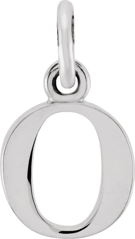 14K White Lowercase Initial O Pendant