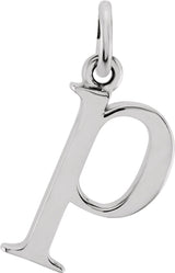 Sterling Silver Lowercase Initial p 16" Necklace