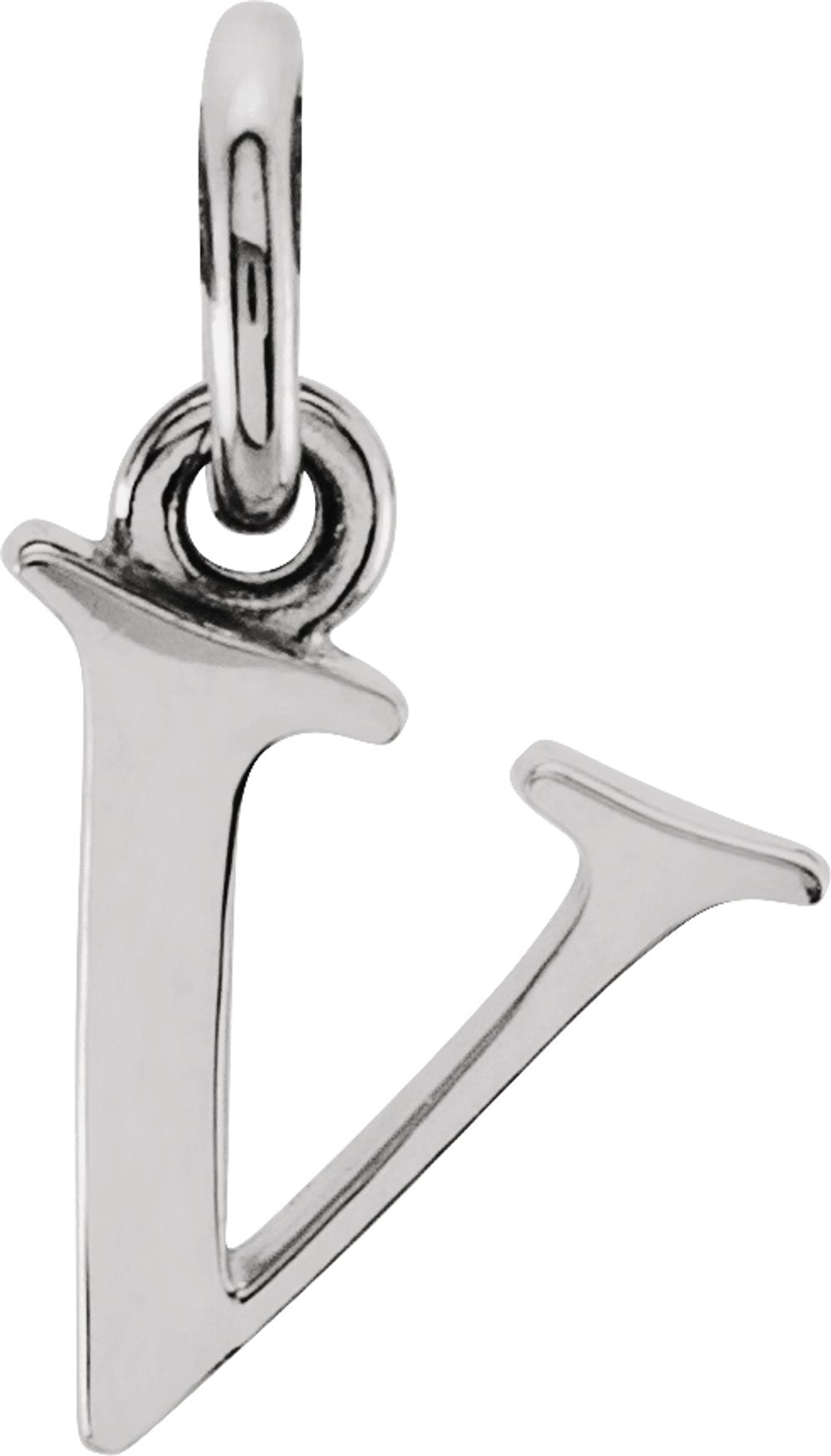 Sterling Silver Lowercase Initial V Pendant