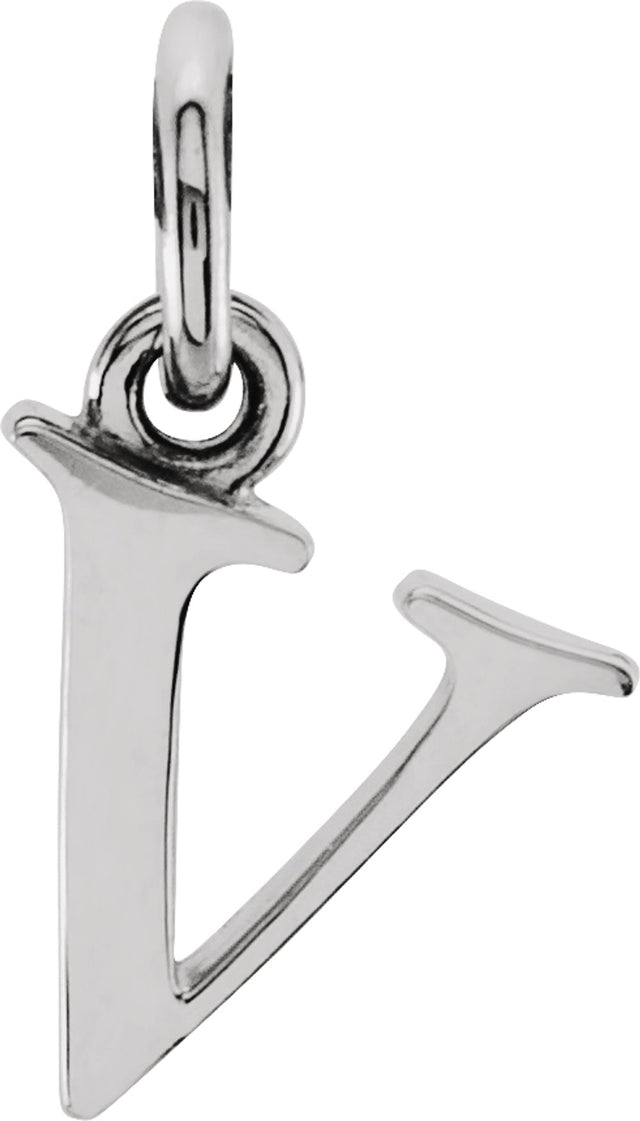 Sterling Silver Lowercase Initial V Pendant