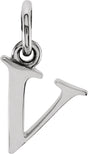 Sterling Silver Lowercase Initial V Pendant