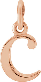 14K Rose Lowercase Initial C Pendant