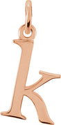 18K Rose Gold-Plated Sterling Silver Lowercase Initial K Charm/Pendant