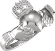 14K White 14x12 mm Claddagh Ring