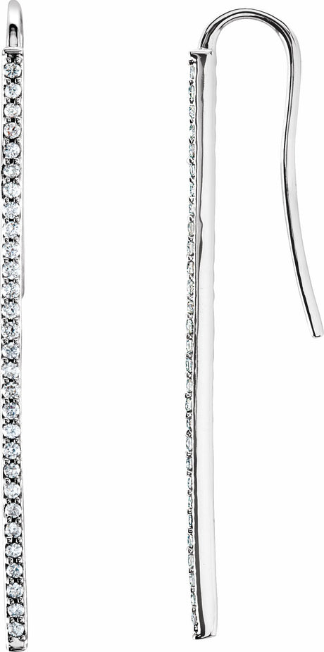 14K White Gold 1/4 CTW Natural Diamond Vertical Bar Earrings