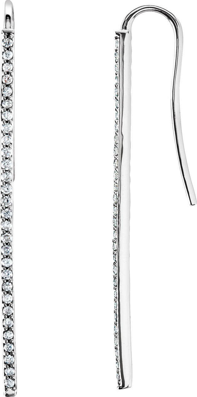 14K White Gold 1/4 CTW Natural Diamond Vertical Bar Earrings