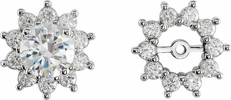14K White Gold 3/4 CTW Natural Diamond Earring Jackets with 5mm ID
