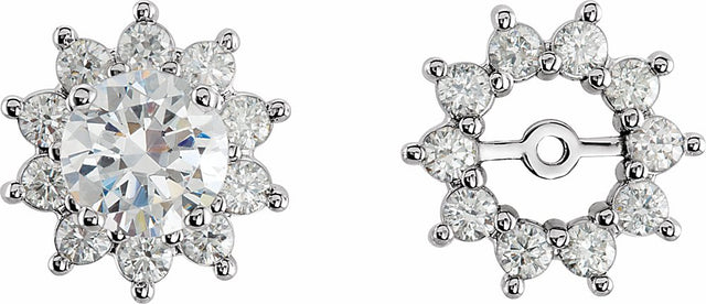 14K White Gold 3/4 CTW Natural Diamond Earring Jackets with 5mm ID